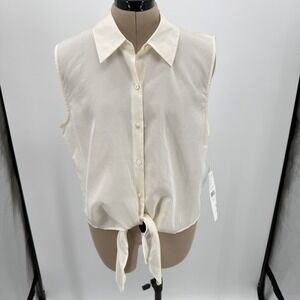 Josephine Chaus Silk Blend Sleeveless Button Front Ivory